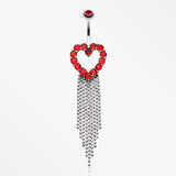 Heart Sparkle Showers Belly Button Ring-Red