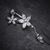 Luscious Flowers Droplets Belly Ring-Clear