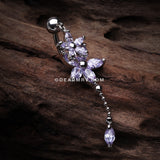 Luscious Flowers Droplets Belly Ring-Light Purple