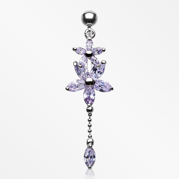 Luscious Flowers Droplets Belly Ring-Light Purple