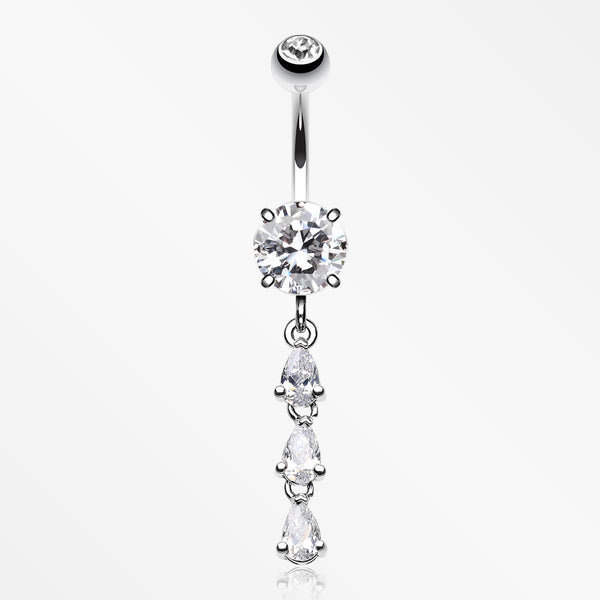 Sweet Cascading Gems Belly Button Ring-Clear