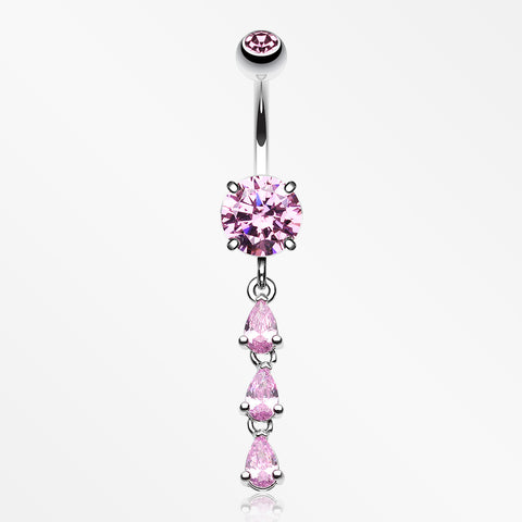 Sweet Cascading Gems Belly Button Ring-Pink