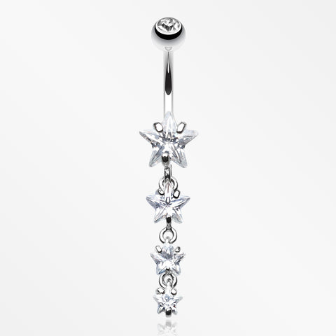 Star Spangled Belly Button Ring-Clear