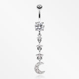 Stars' Journey to the Moon Belly Button Ring-Clear