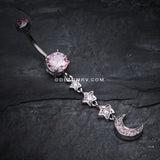Stars' Journey to the Moon Belly Button Ring-Pink