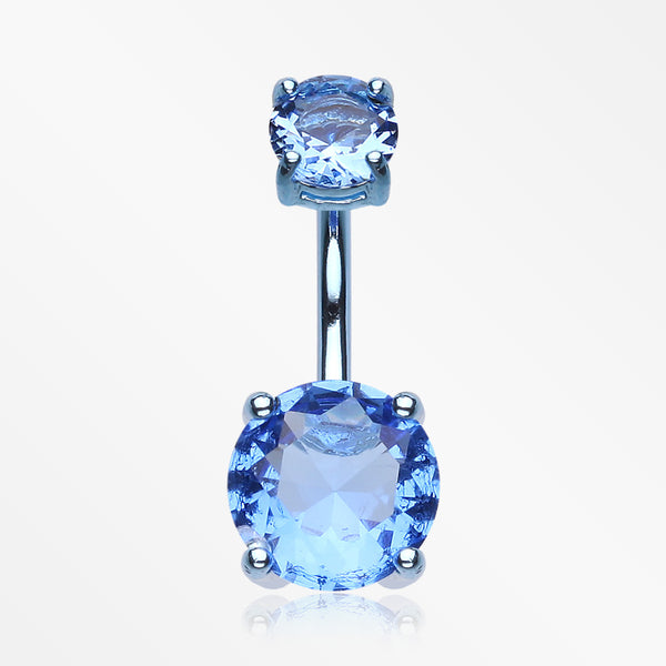 Colorline Gem Prong Sparkle Belly Button Ring-Blue