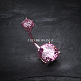 Colorline Gem Prong Sparkle Belly Button Ring-Pink