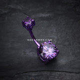 Colorline Gem Prong Sparkle Belly Button Ring-Purple