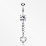 Heart Droplet Belly Button Ring-Clear