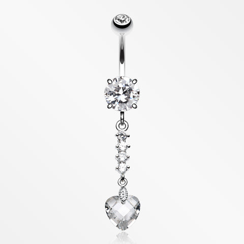 Heart Droplet Belly Button Ring-Clear