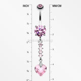 Heart Droplet Belly Button Ring-Pink