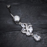 Elegant Luster Vines Belly Button Ring-Clear