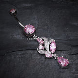 Elegant Luster Vines Belly Button Ring-Pink