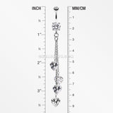 Heart Crystal Drops Belly Ring-Clear