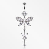 Shimmering Dragonfly Butterfly Sparkle Belly Ring -Clear