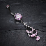 Layered Teardrop Sparkle Belly Ring-Pink