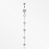 Elegant Crystalline Droplets Belly Button Ring-Clear