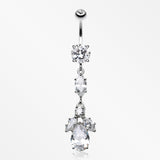 Elegant Marquise Teardrop Crystalline Belly Button Ring-Clear