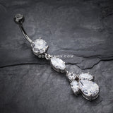Elegant Marquise Teardrop Crystalline Belly Button Ring-Clear
