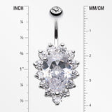 Sparkle Dazzle Droplet Multi Gem Belly Button Ring-Clear