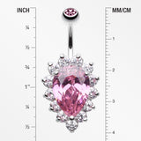Sparkle Dazzle Droplet Multi Gem Belly Button Ring-Pink/Clear