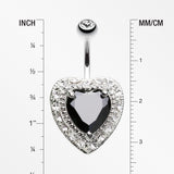 Heart Extravagant Belly Button Ring-Black/Clear
