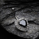 Heart Extravagant Belly Button Ring-Black/Clear