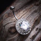 Grand Allure Prong Gem Belly Button Ring-Clear