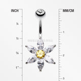 Glistening Flower Bliss Non Dangle Belly Button Ring-Clear/Yellow