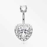 Brilliant Heart Sparkle Belly Button Ring-Clear