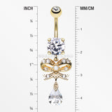Golden Romantic Gem Bow-Tie Belly Button Ring-Clear