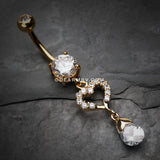 Golden Darling Heart Sparkle Belly Button Ring-Clear