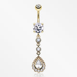 Golden Angelic Gem Cascading Belly Button Ring-Clear
