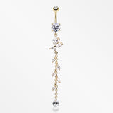 Golden Butterfly Gem Sparkle Belly Button Ring-Clear