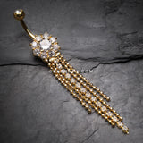 Golden Exquisite Bedazzled Cascading Belly Button Ring-Clear