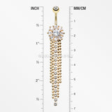 Golden Exquisite Bedazzled Cascading Belly Button Ring-Clear