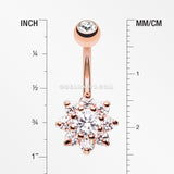 Rose Gold Spring Flower Sparkle Belly Button Ring-Clear