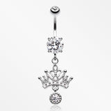 Royal Princess Crown Sparkle Belly Button Ring-Clear