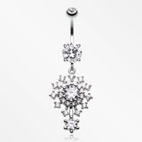 Grand Sparkle Burst Belly Button Ring-Clear