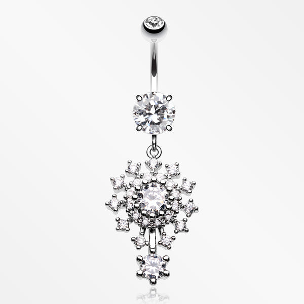 Grand Sparkle Burst Belly Button Ring-Clear