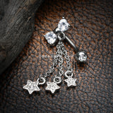 Sparkle Bow-Tie Star Dangle Reverse Belly Button Ring-Clear