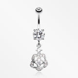 Sparkle Allure Rose Belly Button Ring-Clear