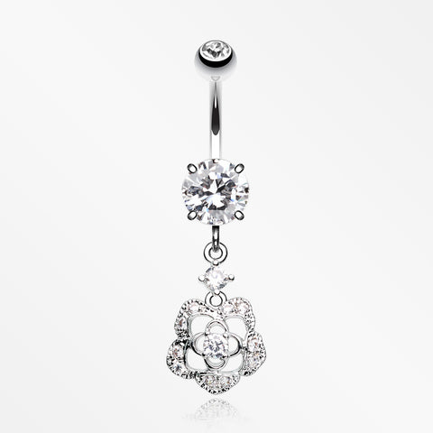 Sparkle Allure Rose Belly Button Ring-Clear