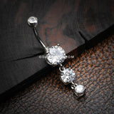 Classic Cascade Sparkle Gem Belly Button Ring-Clear