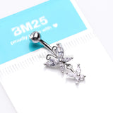 Butterfly Duo Sparkle Belly Button Ring-Clear Gem
