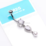 Pearlescent Teardrop Lumi Sparkle Belly Button Ring-Clear Gem
