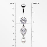 Pearlescent Teardrop Lumi Sparkle Belly Button Ring-Clear Gem