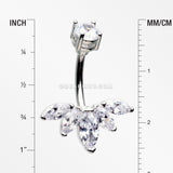 Lotus Marquise Floral Sparkle Belly Button Ring-Clear Gem