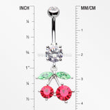 Luscious Cherry Sparkle Belly Button Ring-Clear/Red