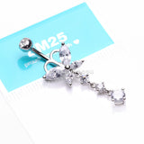 Butterfly Sparkle Cascading Gems Belly Button Ring-Clear Gem